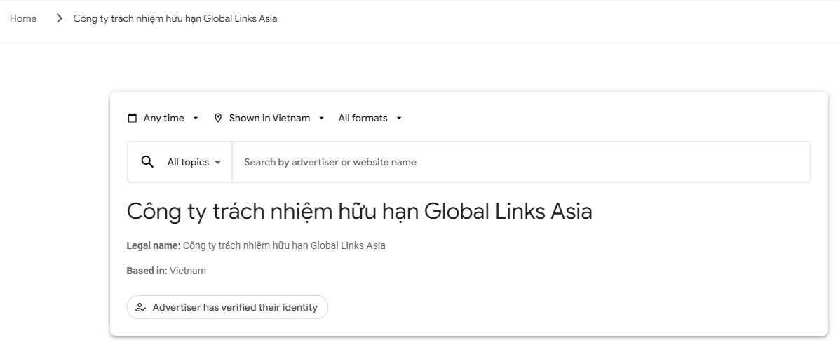 Thông tin doanh nghiệp quảng cáo Google Ads